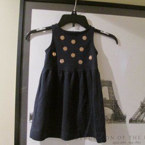 Osh Gosh B'Gosh Jumper Dress Navy Blue Gold Sequin Trim Back Zip Closure sz 4T